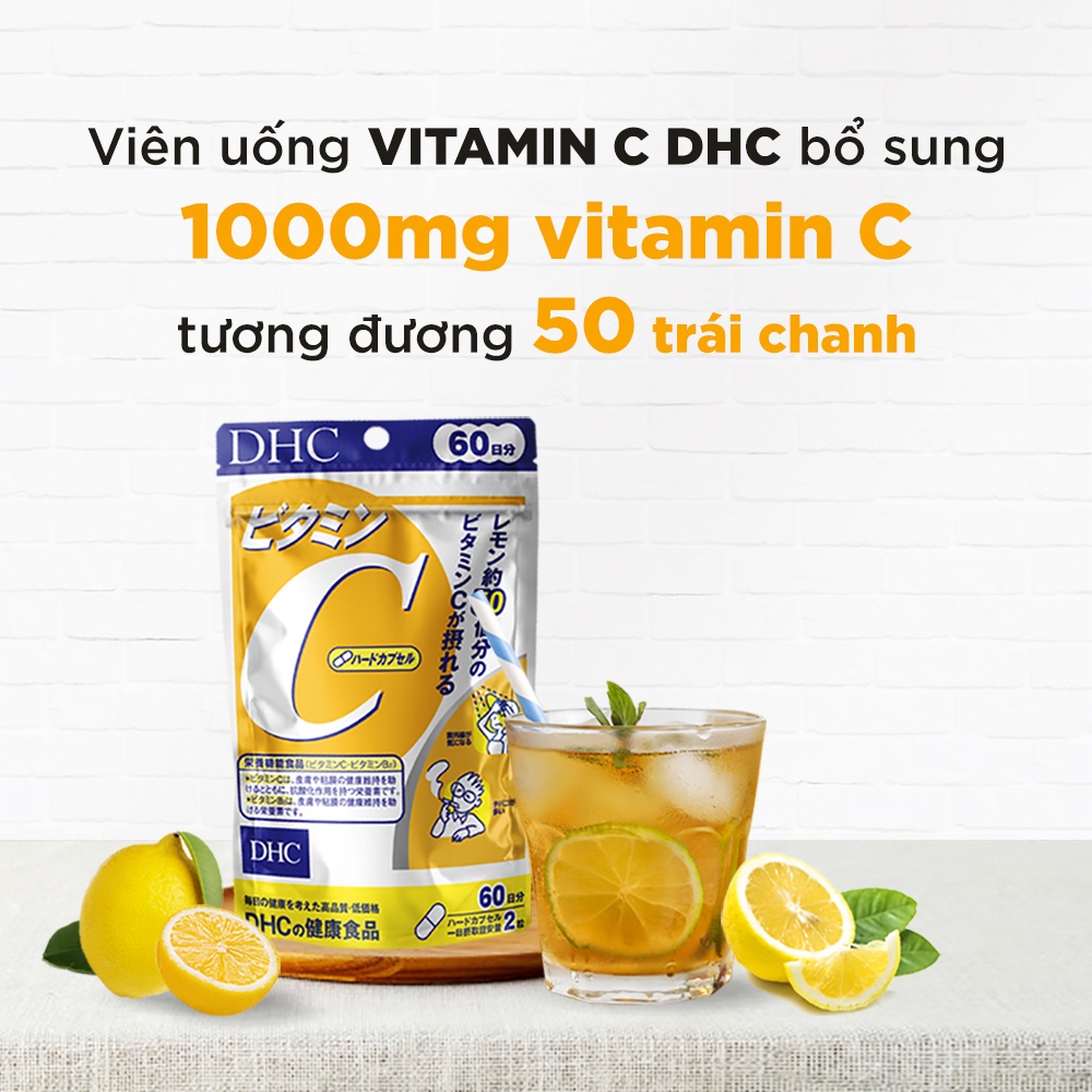 Viên Uống Trắng Da DHC Vitamin C 1000mg Nhật Bản Hỗ Trợ Làm Đẹp Da, Sáng Da, Giảm Mụn Gói 30 Ngày Và 90 Ngày