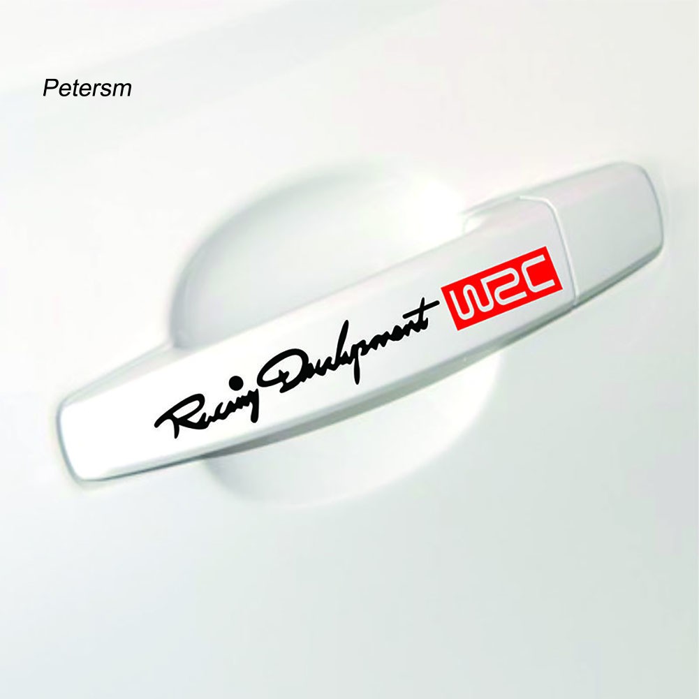 Set 4 miếng dán trang trí tay nắm cửa xe hơi Toyota Skoda Kia Laada Opel