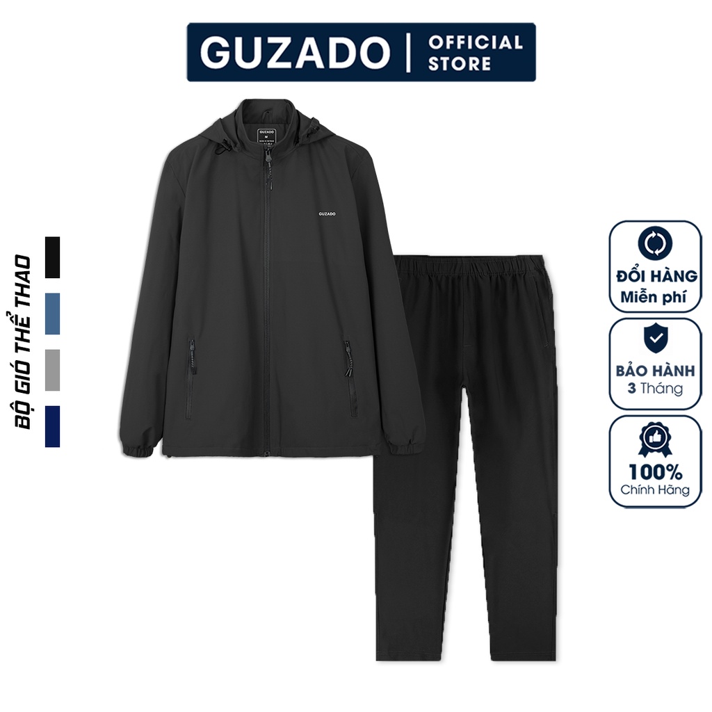 Bộ thể thao gió nam GUZADO Áo Gió Kết Hợp Quần Dài Thể Thao BGD01