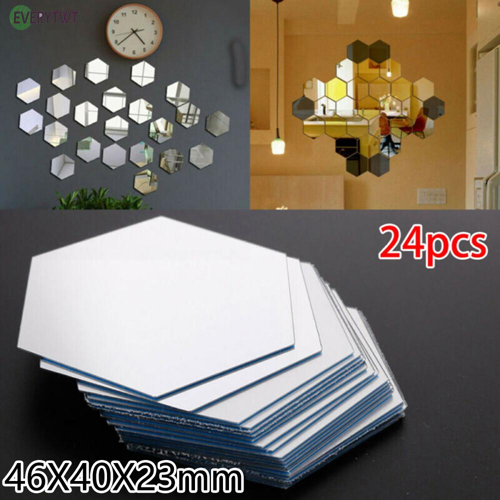 Set 24 Miếng Gương Dán Tường Trang Trí