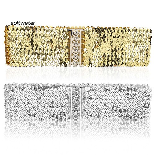 Thắt Lưng Đính Kim Sa Lấp Lánh Co Dãn Cho Nữ