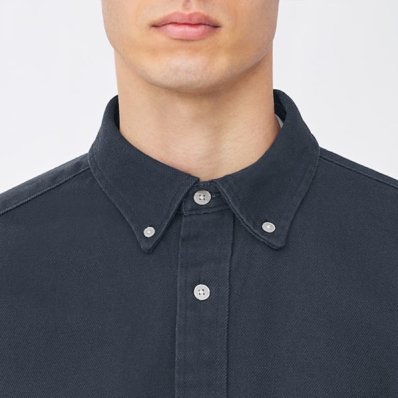 Áo sơ mi nam kaki dài tay dòng Heavy Twill thời trang, năng động của GU - Nhật