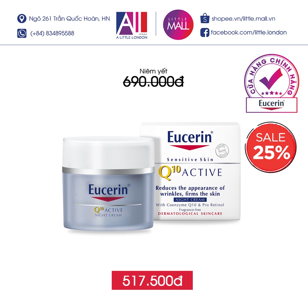 Kem dưỡng Q10 chống lão hóa ngày/đêm Eucerin Q10 active 50ml TẶNG mặt nạ Sexylook (Nhập khẩu)