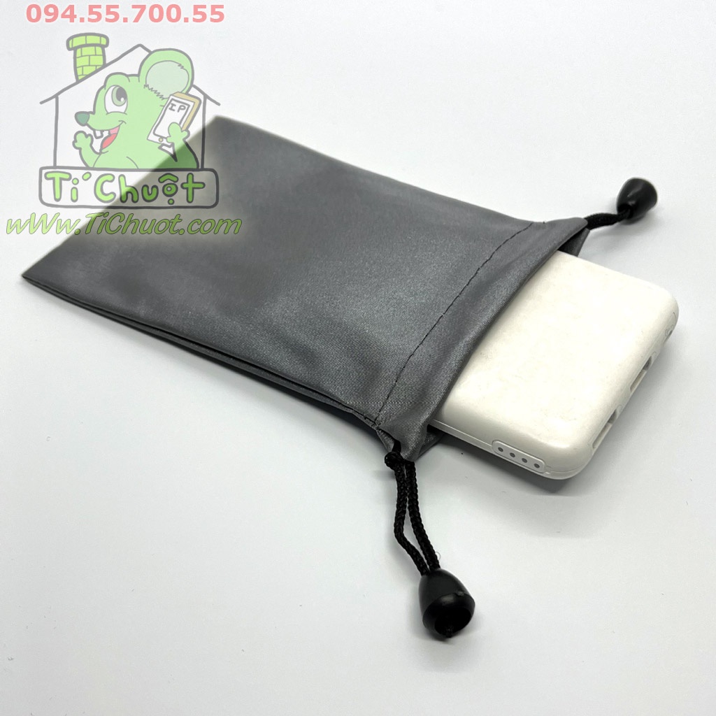 Túi Dây Rút Vải Bóng Chống Thấm Nước Đựng Phụ Kiện Điện Thoại, Pin Sạc Dự Phòng, Tai Nghe