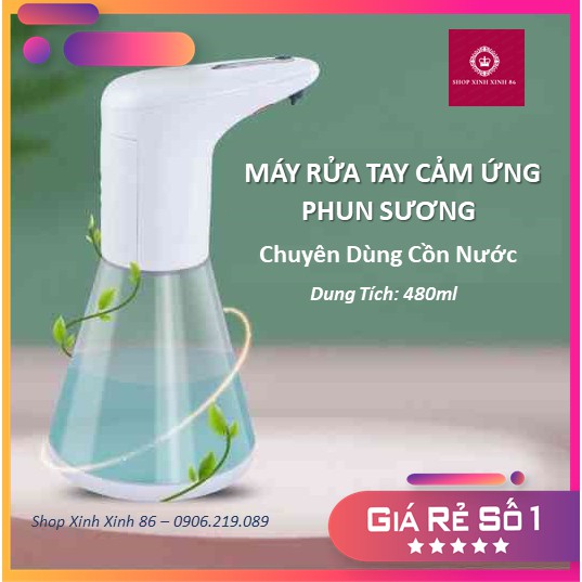 Máy Rửa Tay Cảm Biến Tự Động Phun Sương Dùng Cồn Nước Sát Khuẩn Dung Tích 480ml