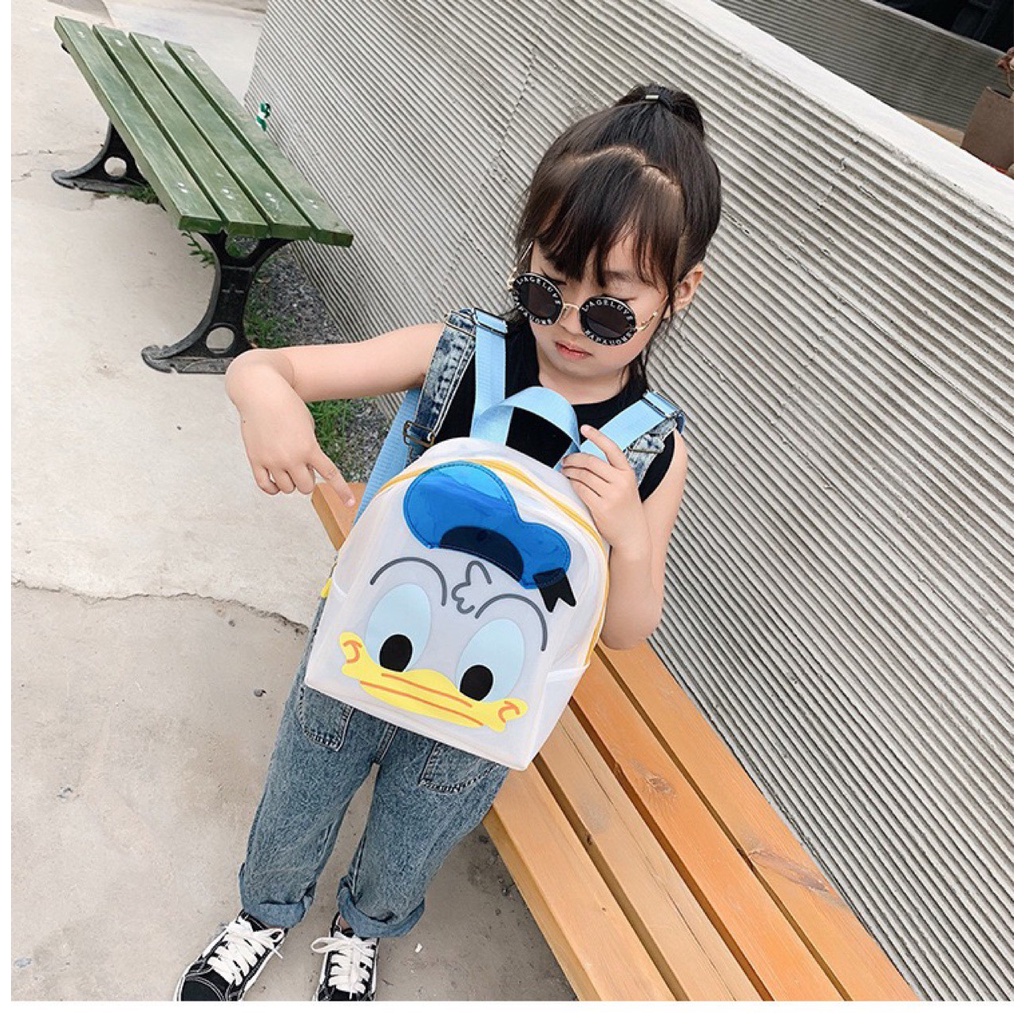 BALO CHO BÉ VỊT DONAL NHỰA TRONG MẪU MỚI 2022 - BALO MẦM NON BÉ TRAI BÉ GÁI - EMMIT BL64