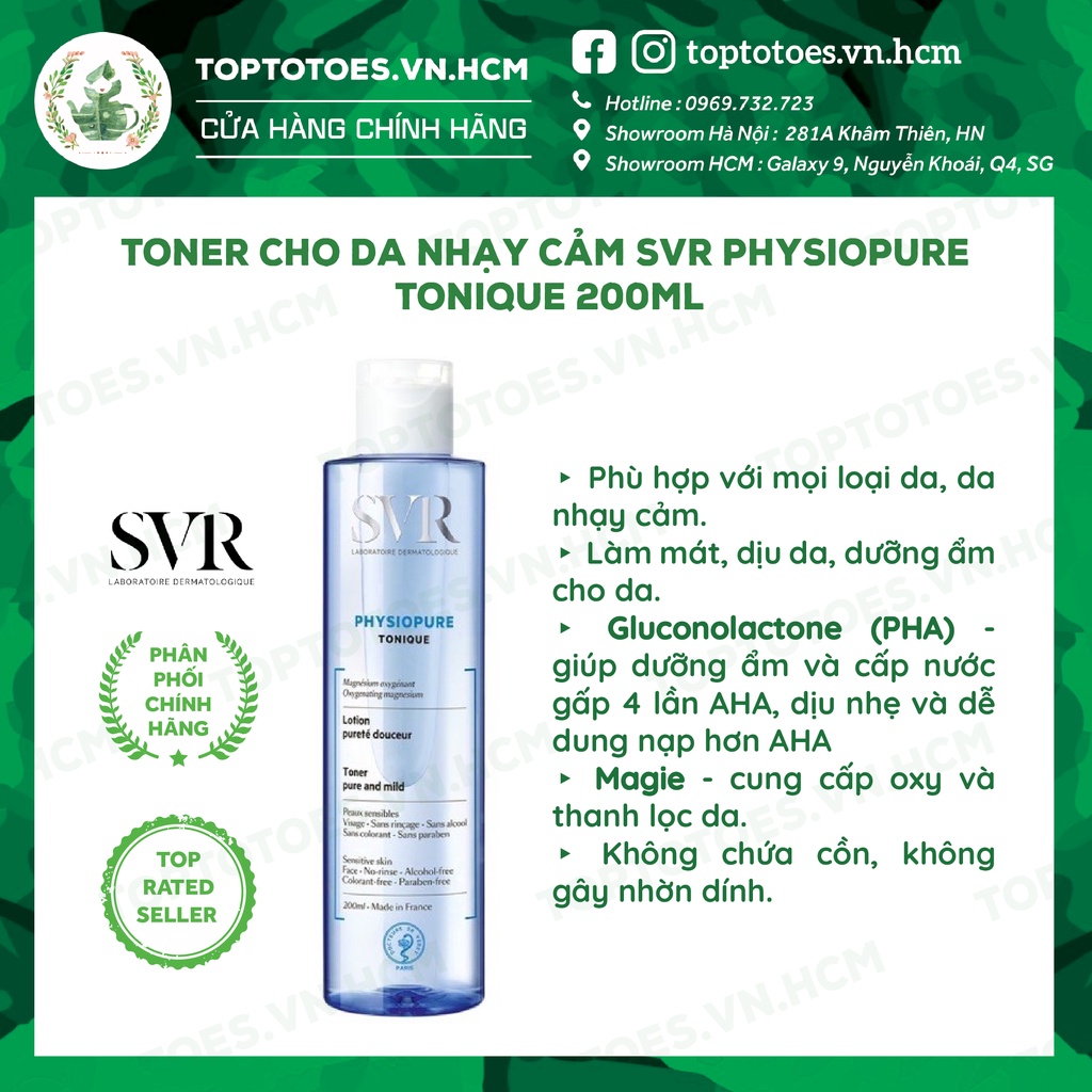 Toner cho da nhạy cảm SVR Physiopure Tonique 200ml  [NHẬP KHẨU CHÍNH HÃNG 100%]