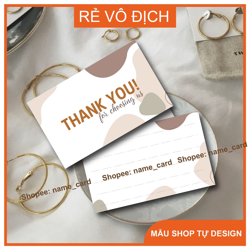 Thiệp cảm ơn khách hàng, name card, thank you card có sẵn tai shop kích thước 9x5,5 cm