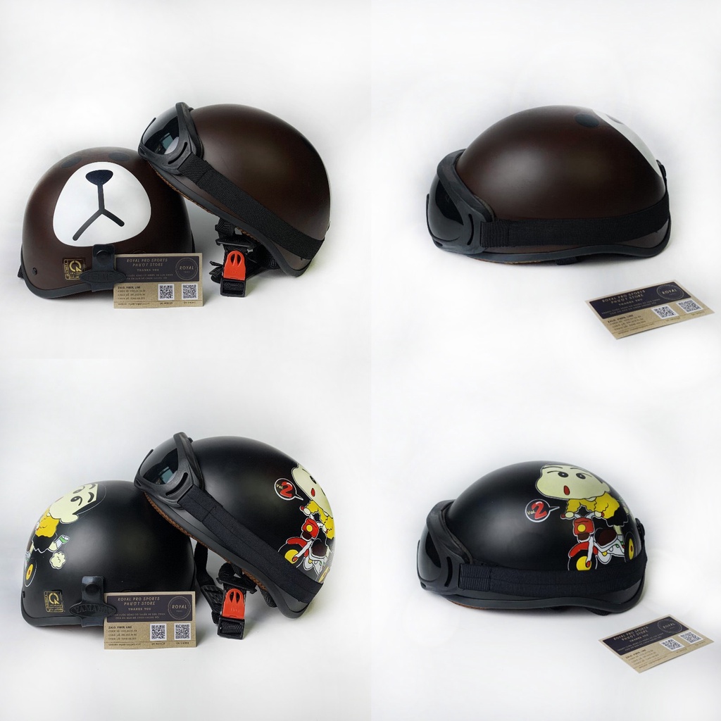 Mũ bảo hiểm nhiều tem bán sỉ kèm kính uv kính phi công, nón bảo hiểm nửa đầu chất lượng cao