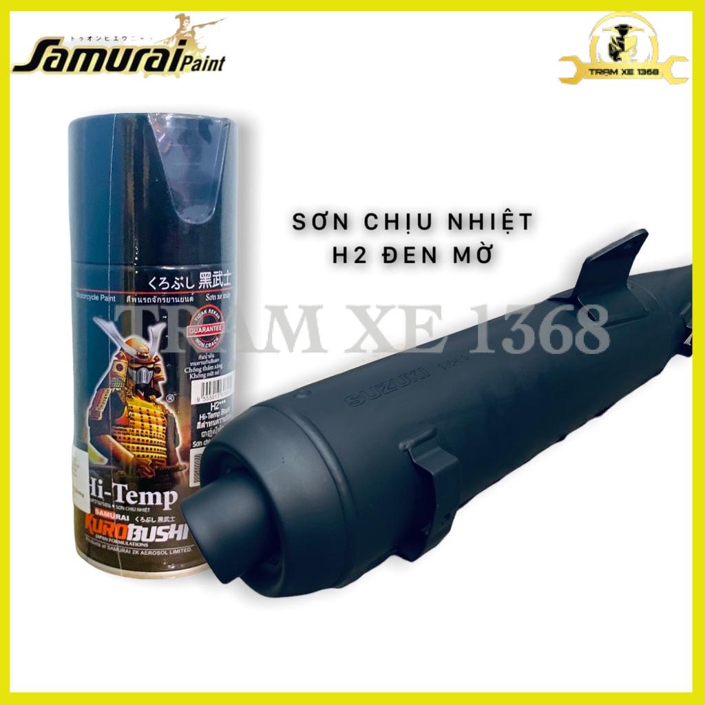 Chai sơn Samurai H2 chịu nhiệt chống cháy màu đen mờ 300ml - Sơn pô zin