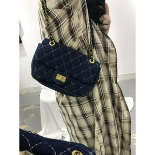 Túi vuông nhỏ thêu hình thoi denim cổ điển, túi xách gối, túi xách đi lạc, túi xách nữ đeo chéo