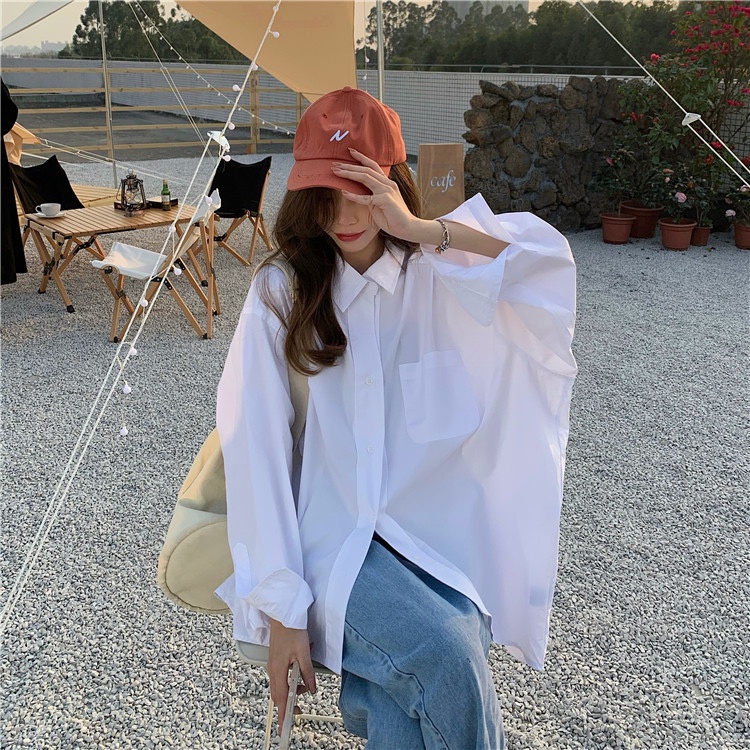 Áo sơ mi dáng rộng phong cách Hàn Quốc thời trang dành cho nữ
