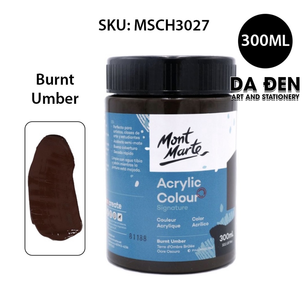 [DA ĐEN] Màu Mont Marte Signature Acrylic Colour 300ml (10.1-oz) - Burnt Umber