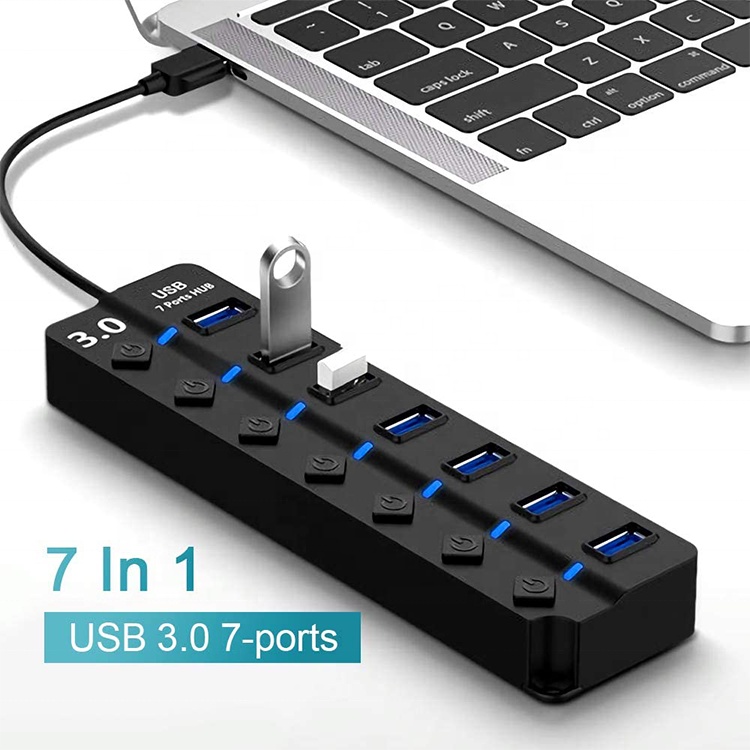 Bộ Chia 7 Cổng USB 3.0 3.0 5Gbps Có Đèn LED Cho Laptop PC