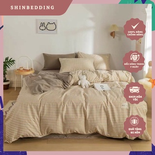 Set Vỏ Chăn Ga Cotton Tc Caro Phong Cách Hàn Quốc Shinbedding