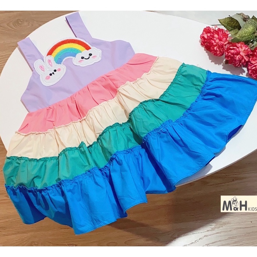 VAY32 - Váy xòe cầu vồng, chất thô mềm cho bé từ 14-28kg, Richkid123