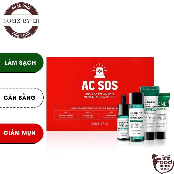 [Set 4 Items] Bộ Dưỡng Hỗ Trợ Giảm Mụn &quot;Thần Kỳ&quot; Trong 30 Ngày Some By Mi Miracle AC SOS Kit