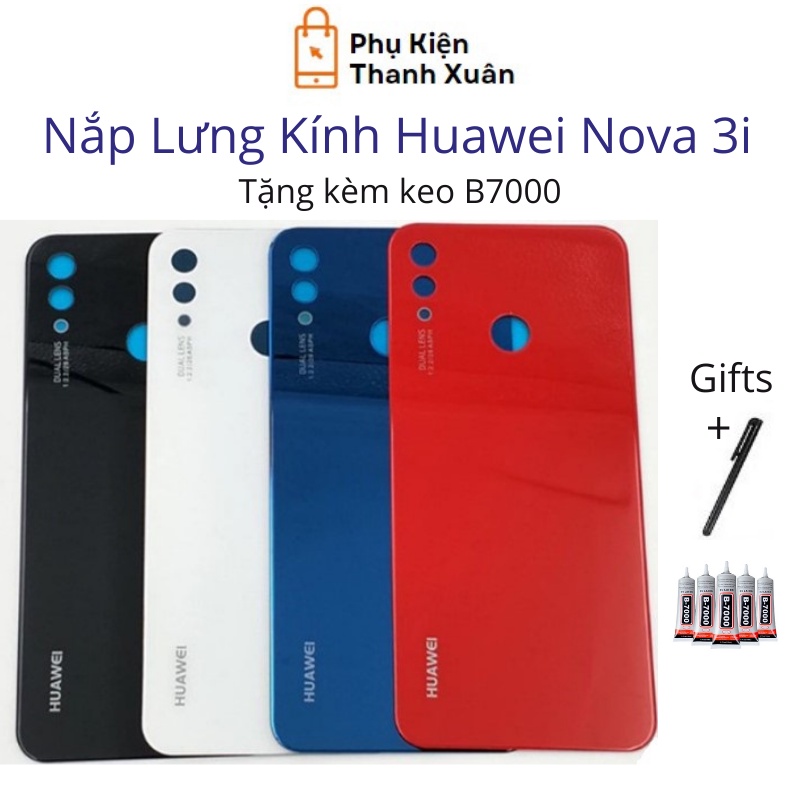 Nắp lưng Huawei Nova 3i  - Chất liệu kính - Tặng kèm keo