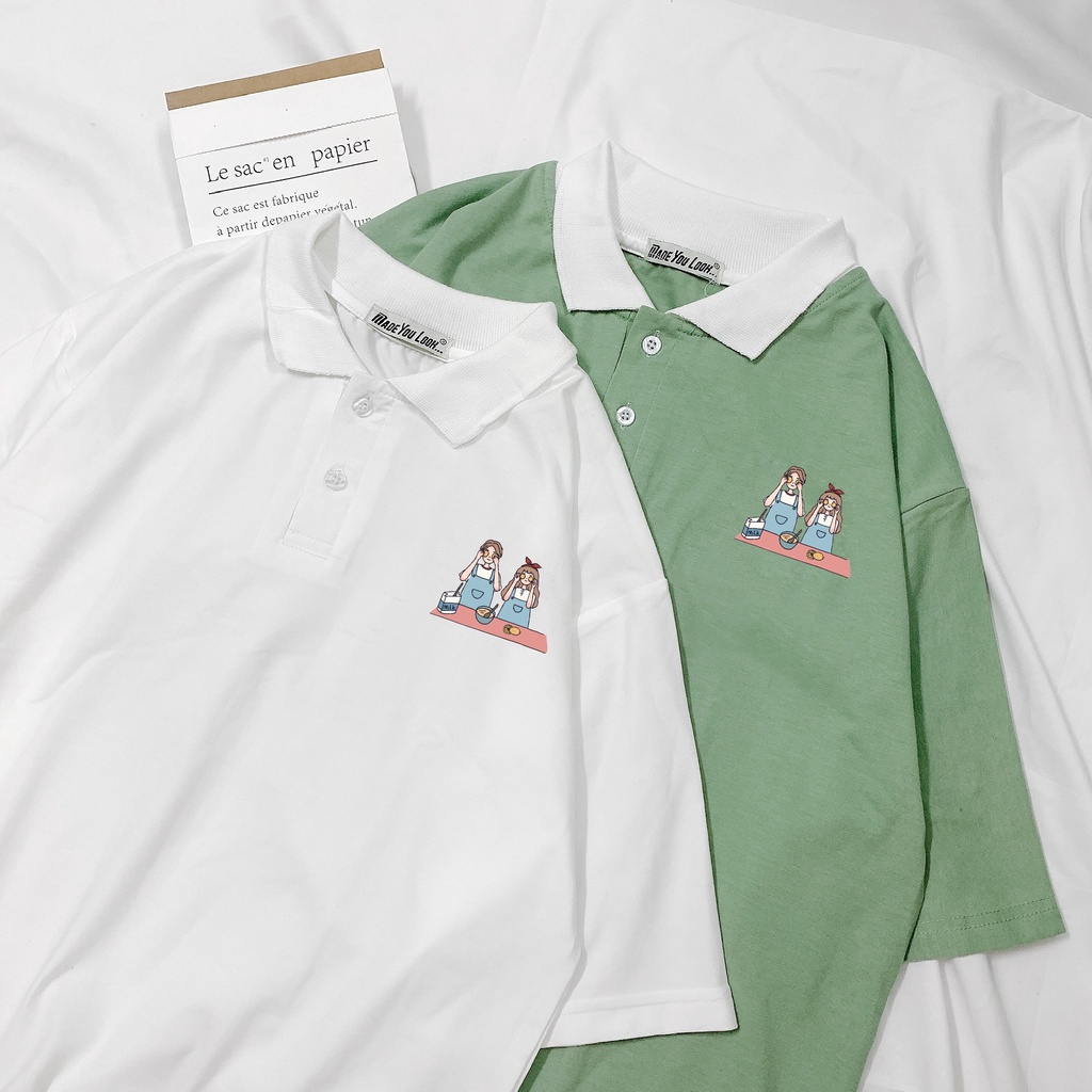Áo Thun Polo Tay Lỡ Couple Nấu Ăn phông Unisex nam nữ tee oversize form rộng pull Ulzzang Streetwear Hàn Quốc vải mềm