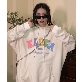 Ảnh chụp [ORDER] Áo hoodie dáng rộng màu trắng chất nỉ da cá chữ Kaoka sắc màu có size local brand Trung tại Hà Nội
