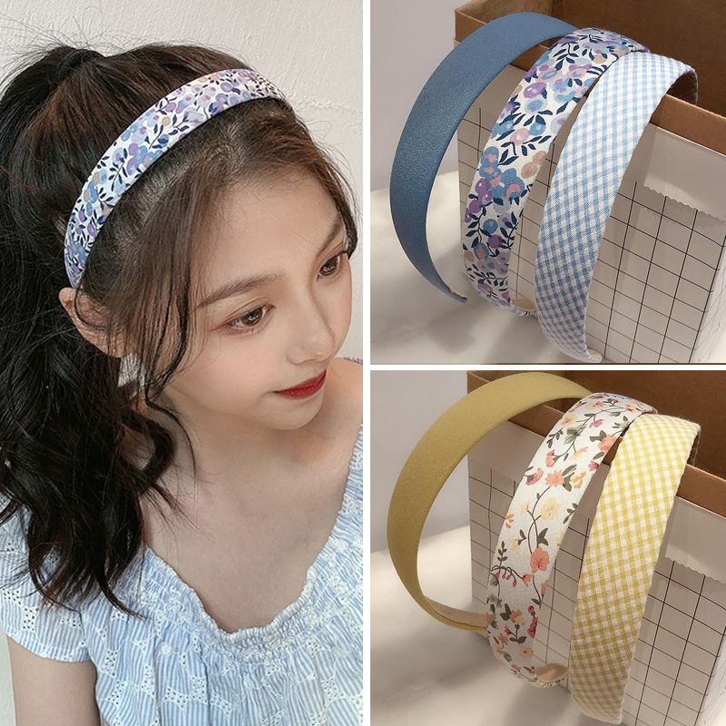 Korean Floral Lattice Headband Wild Wide-band Hairband Hair Accessories