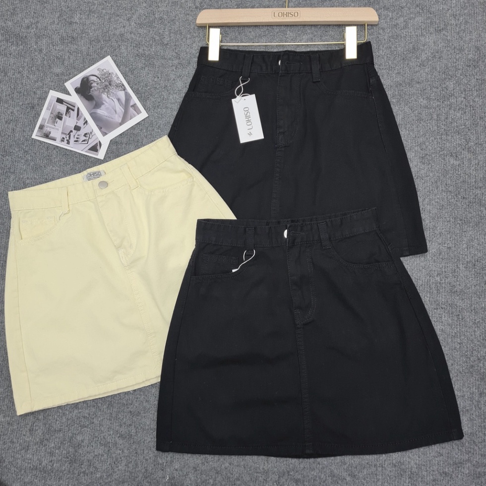 Chân váy Jean ngắn chữ A Ulzzang lưng cao trắng đen JANISA CV25 | BigBuy360 - bigbuy360.vn