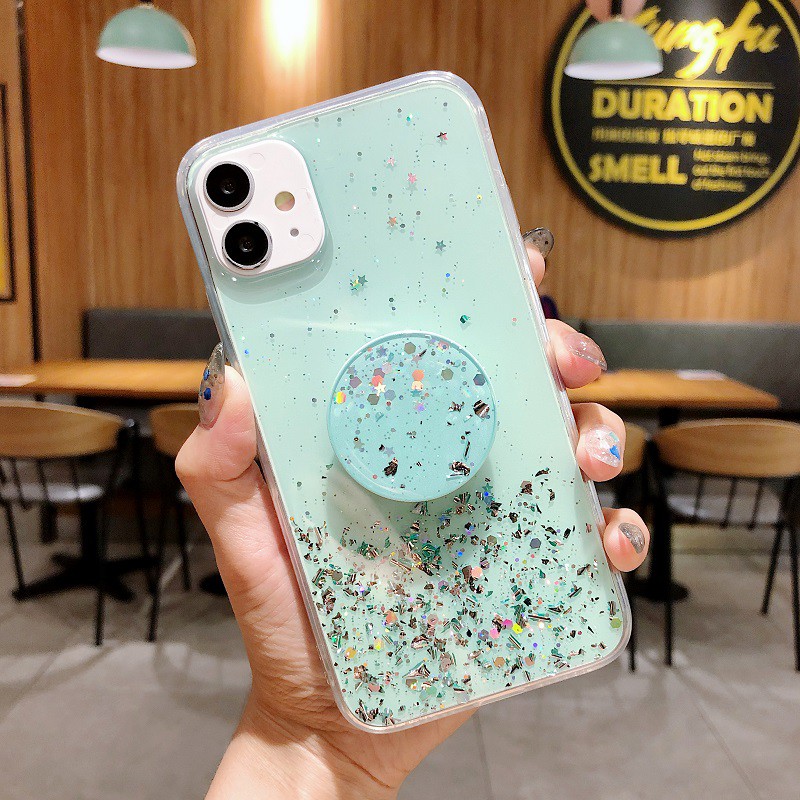 IPhone 12 Pro Max 11 SE 2020 6s plus 7 8 plus X XR XS MAX Case Shiny Starry sky star bracket Stand Soft Phone Cover Apple