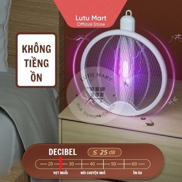 Vợt Muỗi Thông Minh Gấp Gọn 2 Chế Độ Kiêm Đèn Bắt Muỗi Tự Động Ban Đêm 2 Lớp Lưới Bảo Vệ An Toàn Có Bảo Hành - Lutu Mart