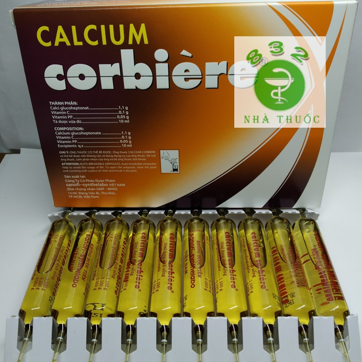 Calcium Corbiere canxi dạng nước cho bà bầu hộp 30 ống 10ml