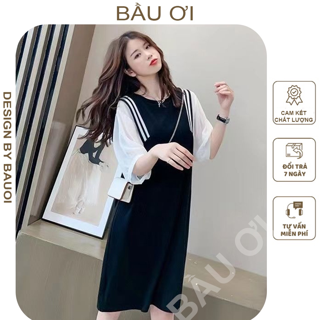 [BAUOII V103] ĐẦM BẦU THỜI TRANG THIẾ KẾ CHẤT LỤA HÀN FREE SIZE 45-70KG - VÁY BẦU CÔNG SỞ DÁNG SUÔNG TAY LỠ SIÊU XINH