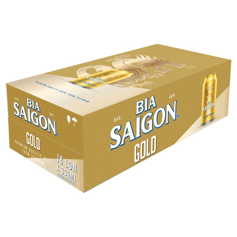 Thùng 18 lon bia SÀI GÒN GOLD - SABECO - 330ml/lon