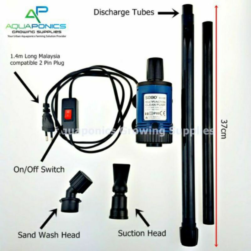 Máy Hút Vệ Sinh Hồ Cá Xài Điện Tích Hợp Máy Bơm  Sobo BO-028 -Milo Gippy