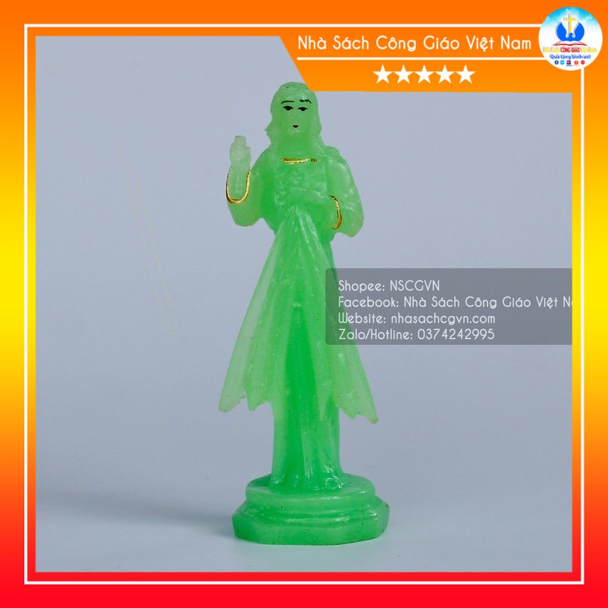 Tượng dạ quang Chúa Giê-su, Tượng Lòng Chúa Thương Xót 10cm để xe ô tô, để bàn N20-1 Quà tặng Công Giáo