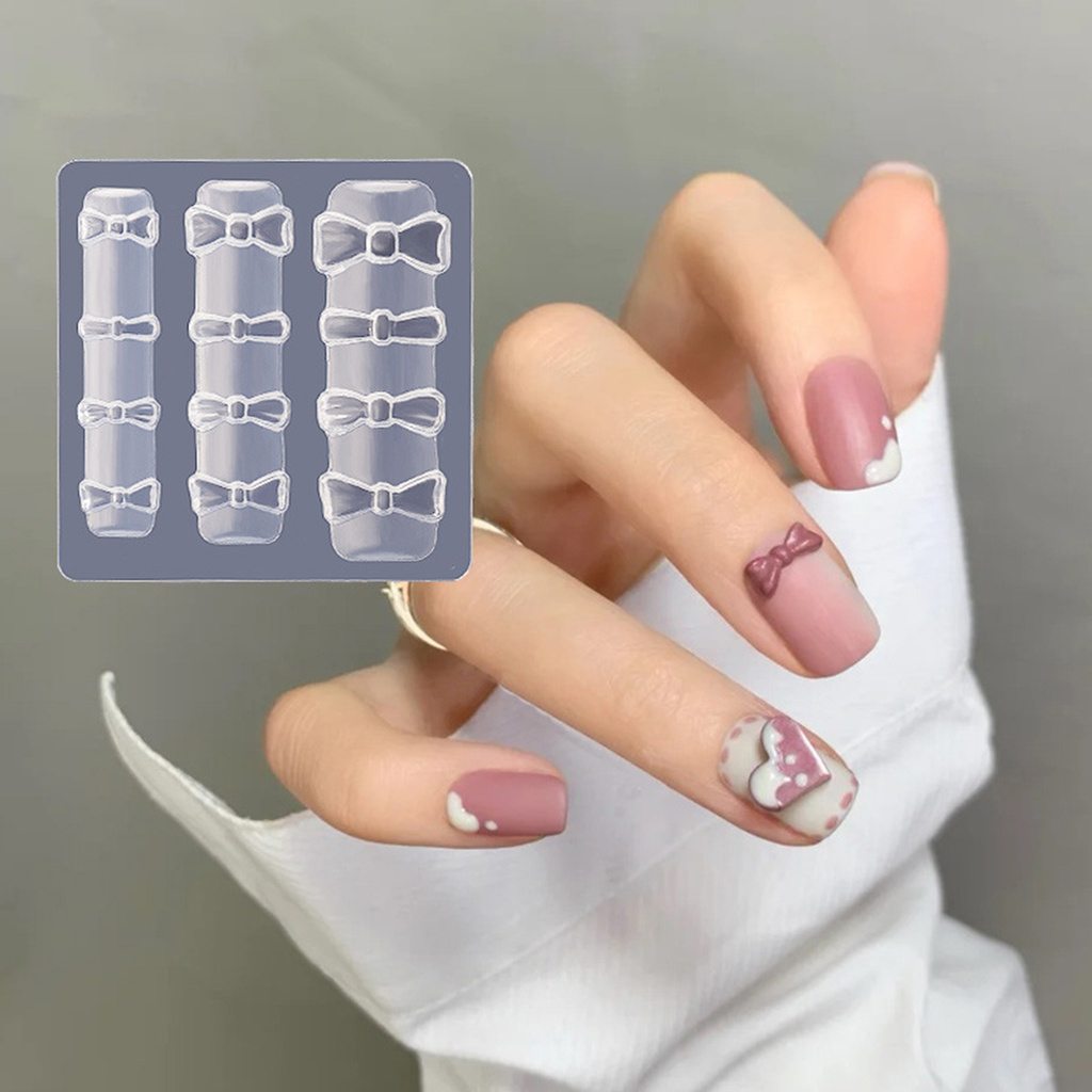 [Hàng mới về] Khuôn làm móng tay họa tiết nơ làm từ silicon chất lượng cao