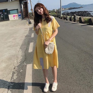 Đầm babydoll đính caro