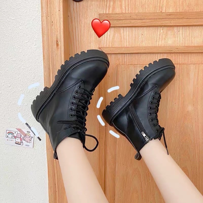 [MẪU THẬT]Giày Boot Nữ Phong Cách Vintage Cổ Cao Hàn Quốc