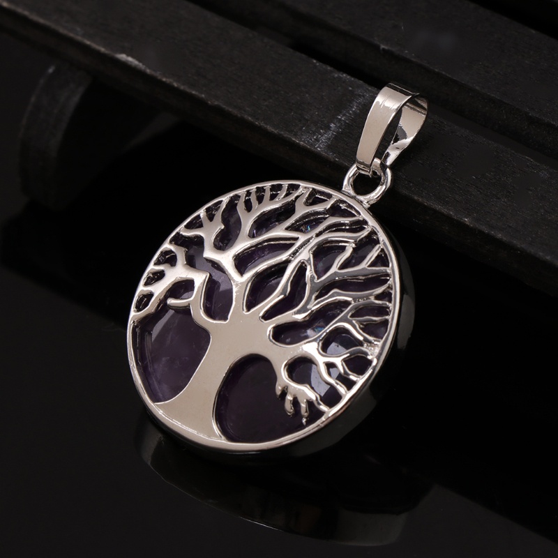 Mặt Vòng cổ Hình Cây Bằng Đá Tự Nhiên Phong Cách Vintage