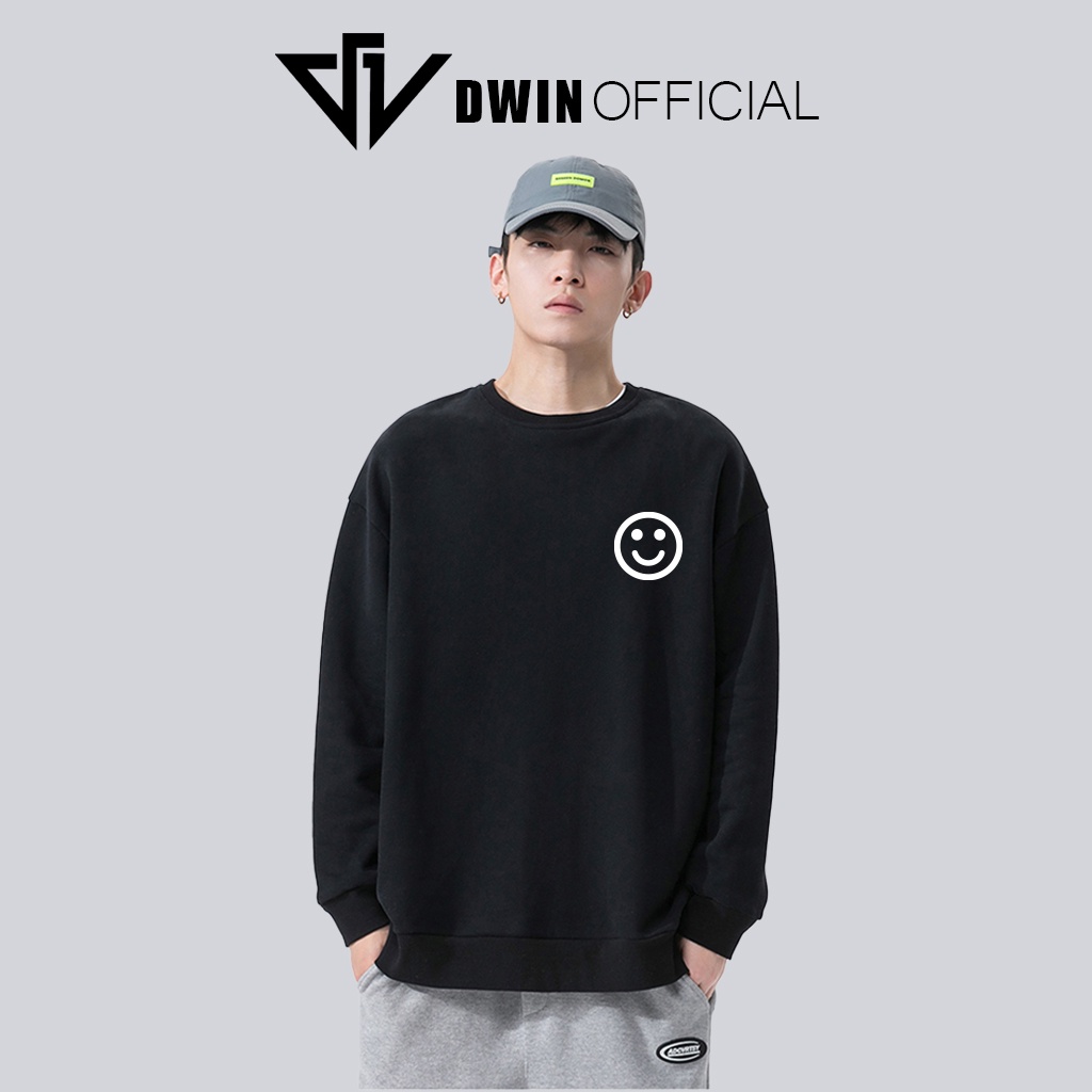 Áo sweater nỉ mặt cười unisex DWIN basic nam nữ form rộng oversize local brand SP00087