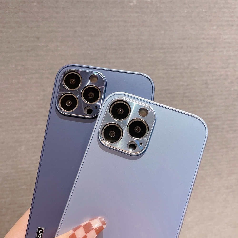 Ốp Điện Thoại Kim Loại Nhôm Siêu Mỏng Màu Trơn Cho iPhone 7 8 Plus X Xs Max Xr 13 11 12 Pro Max