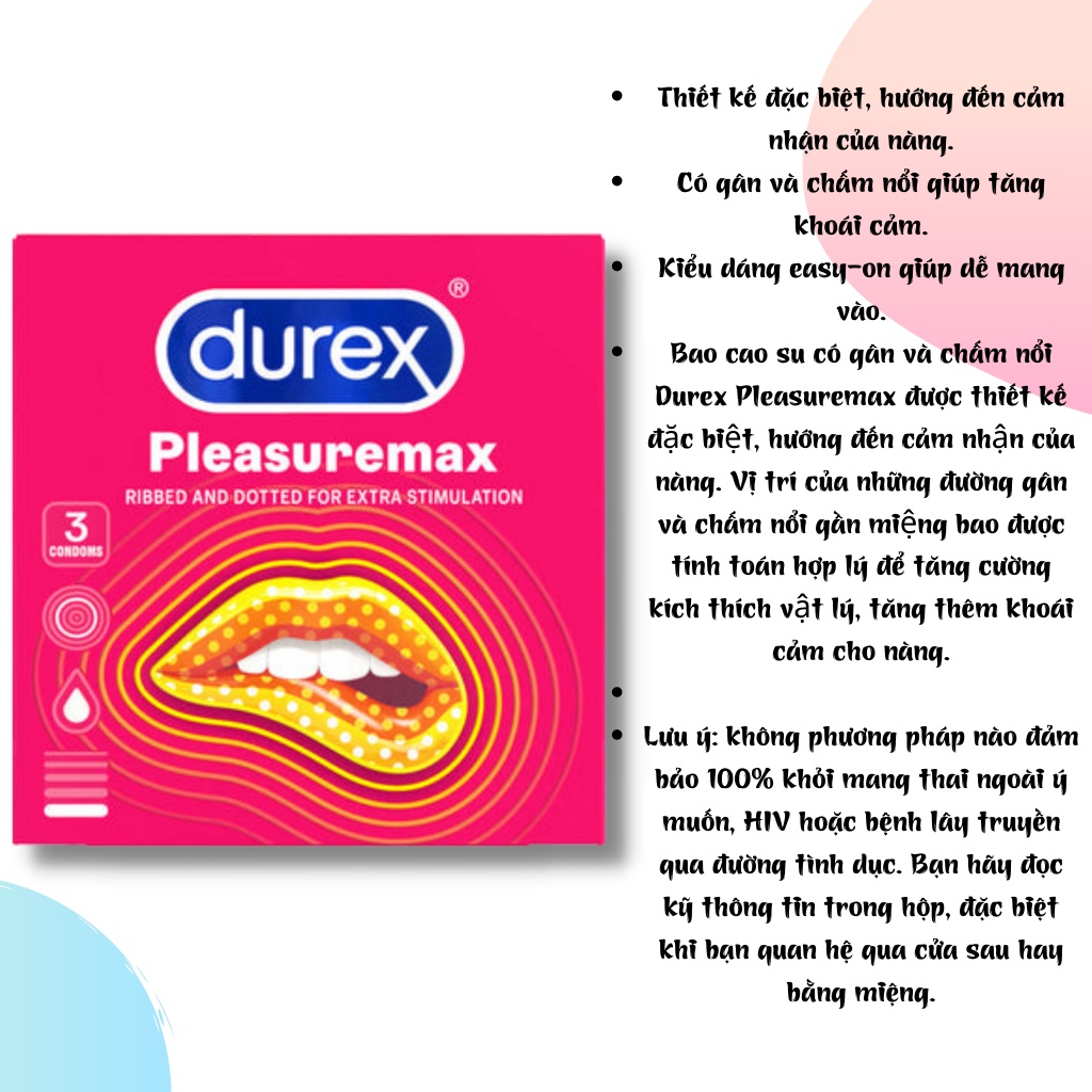Bao cao su Durex Pleasuremax Gân Gai Nhiều Gel - CatMedical