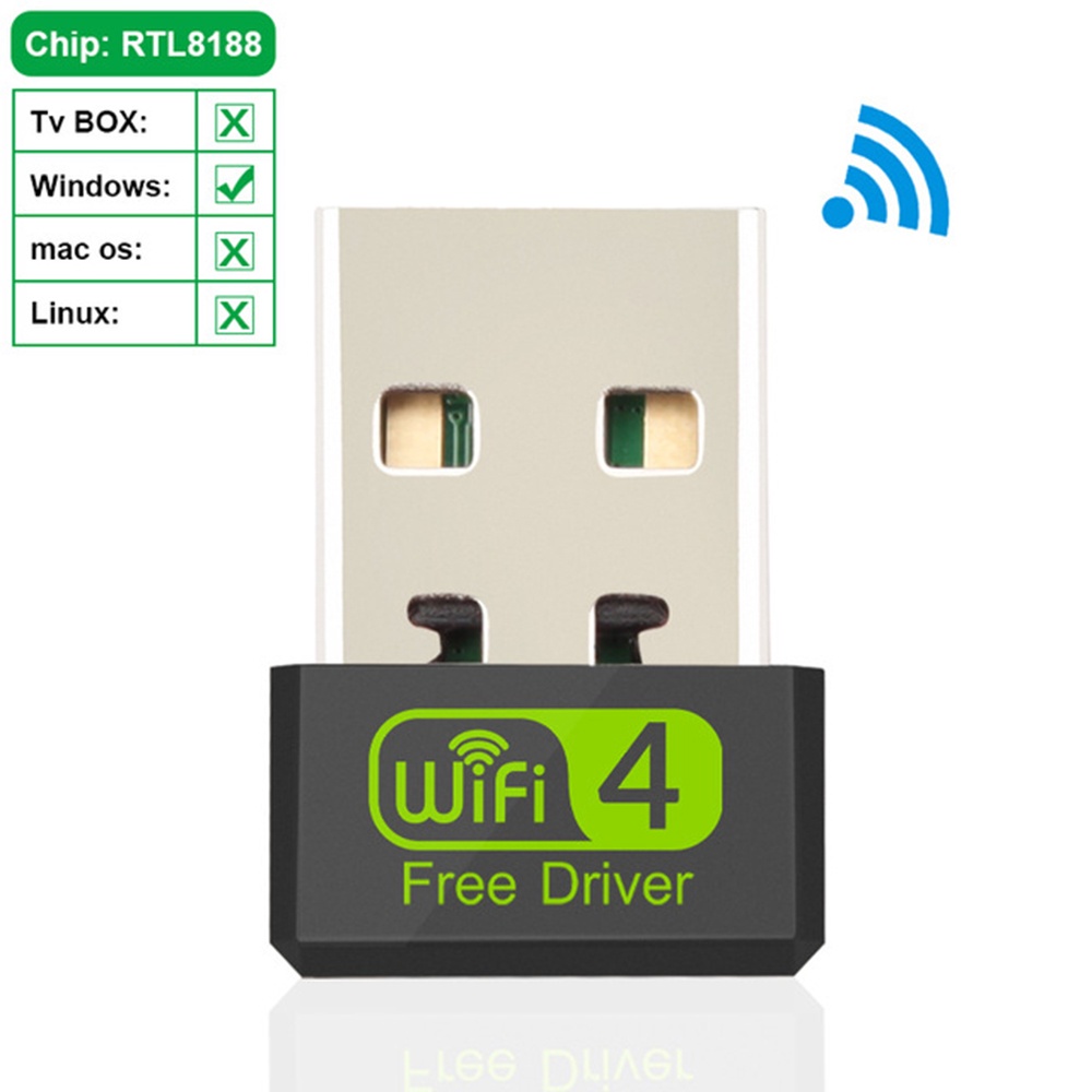 GLENES Wi-Fi WiFi Receiver PC Computer WiFi Dongle Adapter Mini USB Driver Free Ethernet 2.4G 150Mbps Network Card/Multicolor