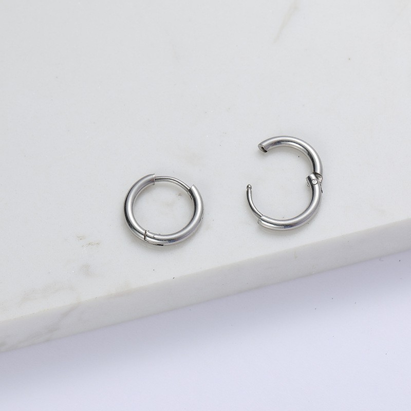 Khuyên tai nam G-dragon cực chất Hoa tai nam tròn Asta Accessories àu bạc đen đơn giản đẹp - Hoa tai tròn (1 chiếc)