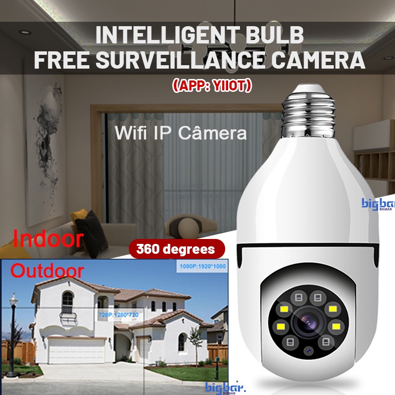 ^ Bán ^ HD 1080P 360 &deg; Xuyên Màn Đêm Thông Minh Bóng Đèn Xoay Tự Động Theo Dõi Camera Toàn Cảnh Không Dây Wifi PTZ Camera IP ]