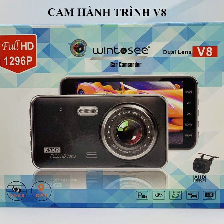Camera hành trình 1296P V8 cảnh báo lệch làn ADAS, có GPS