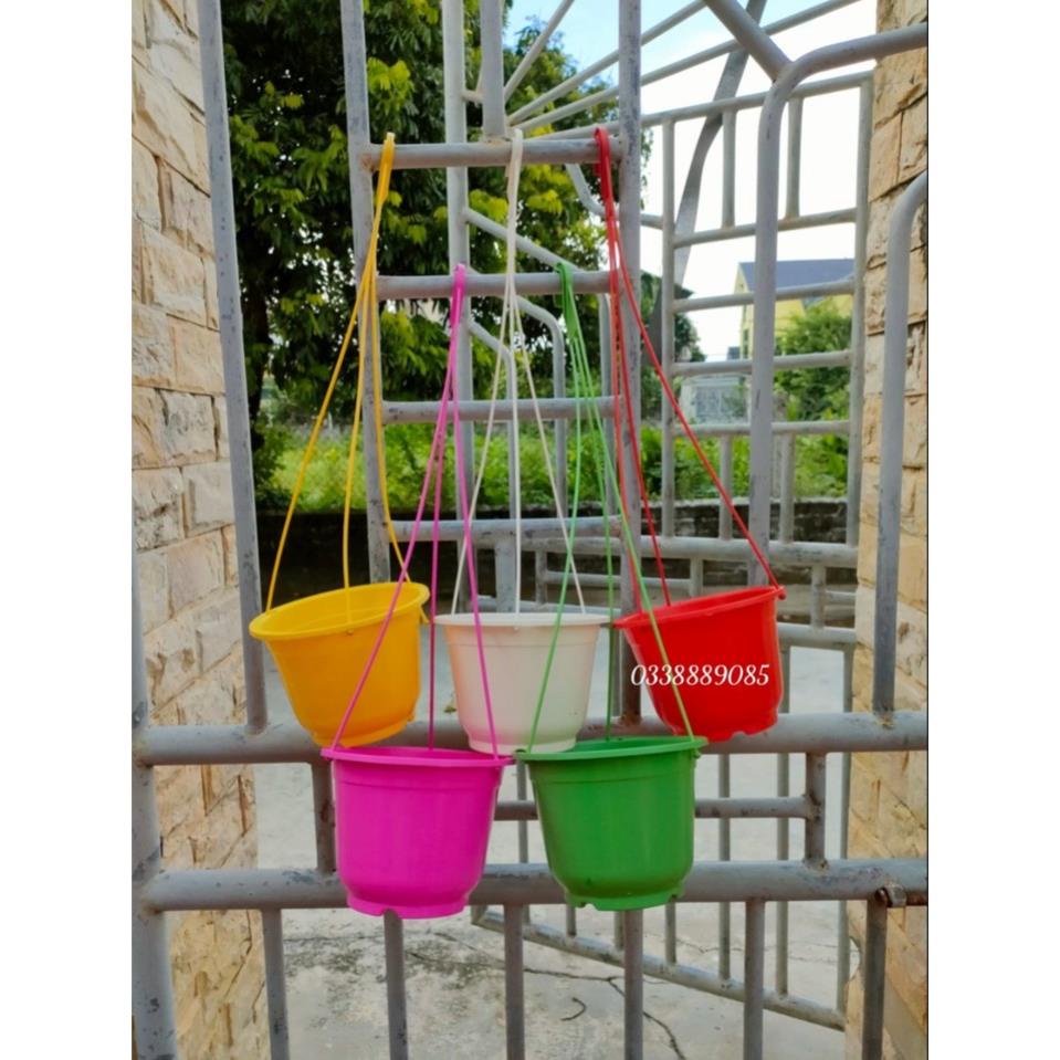 10 chậu treo trồng cây, trồng hoa - chậu nhựa treo tròn hàng đẹp đủ màu sắc