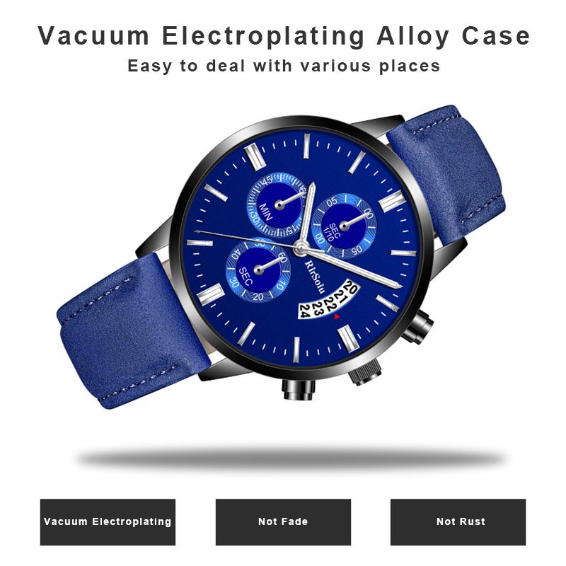  Đồng hồ RirSoiu quartz dây da cao cấp thời trang thanh lịch dành cho nam | BigBuy360 - bigbuy360.vn
