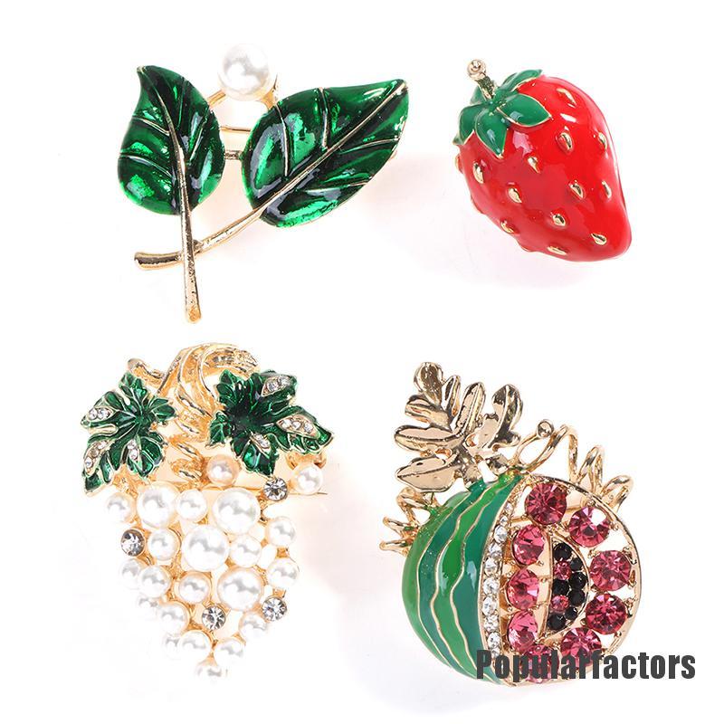 Ghim cài áo trang trí hình trái cây đính ngọc trai bằng hợp kim thời trang cho nữ dự tiệc