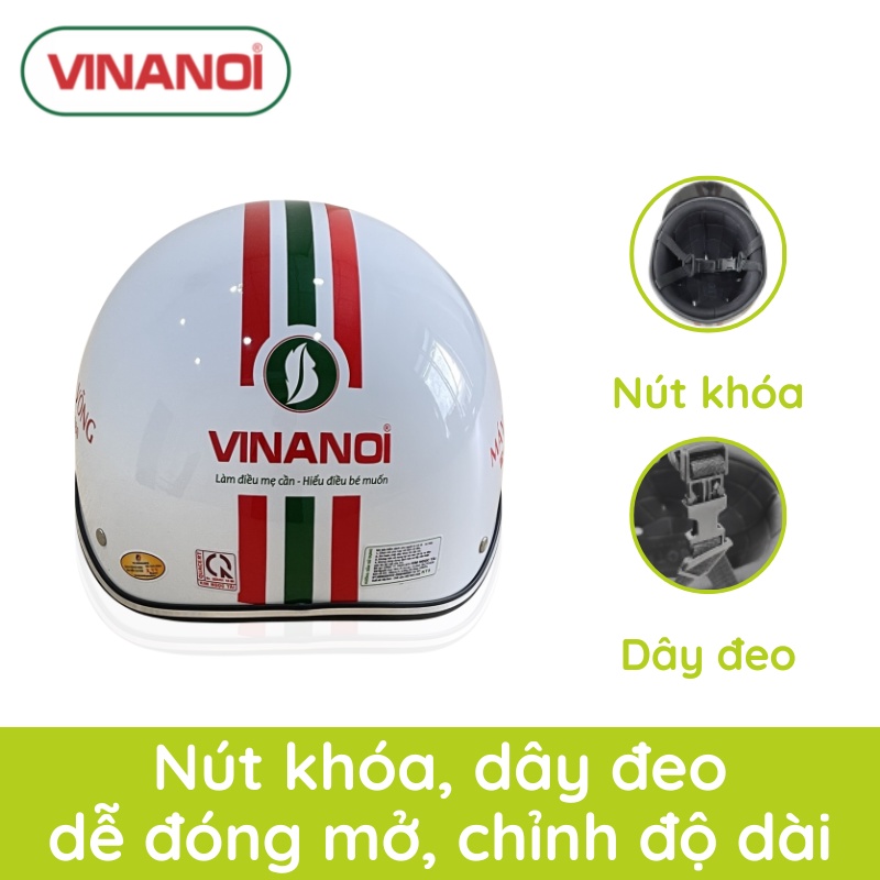 Mũ nón bảo hiểm nửa đầu cao cấp Vinanoi màu sắc trang nhã có bảo hành