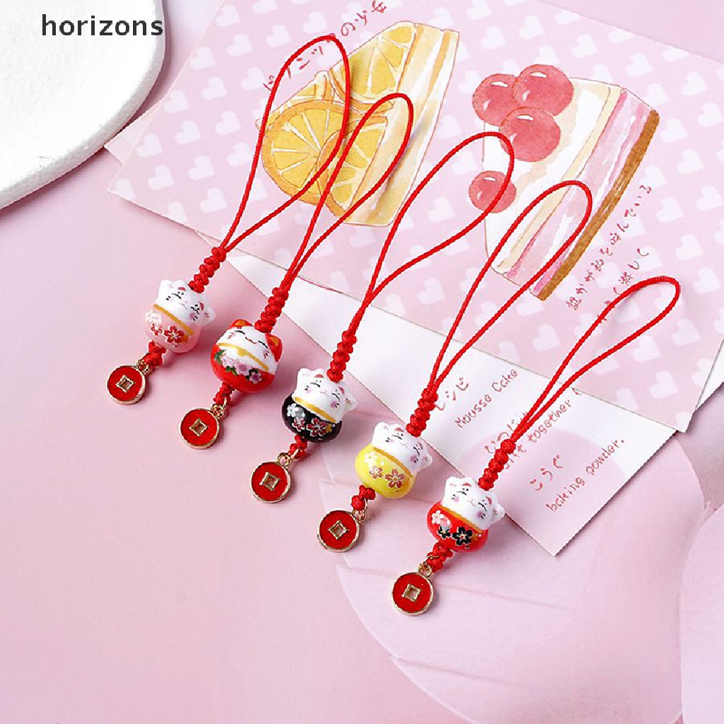 [horizons] Móc Khóa Điện Thoại / Chìa Khóa Hình Mèo May Mắn Nhật Bản (h)