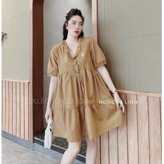 Đầm babydoll kate lụa trơn bacis nhẹ nhàng